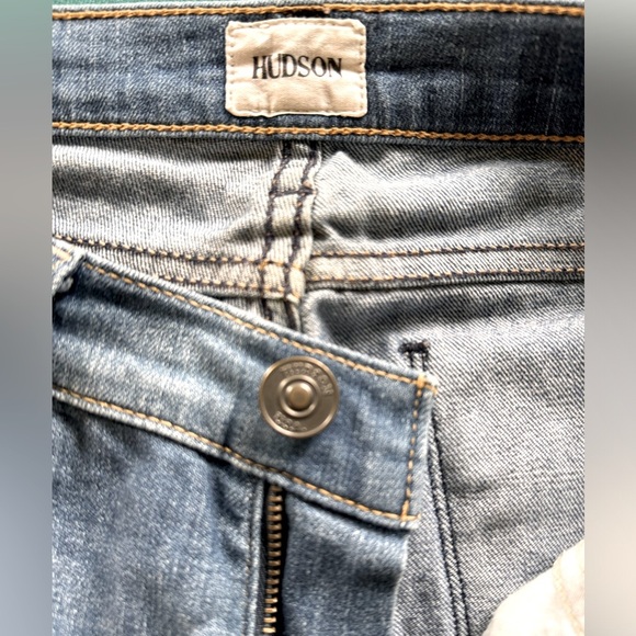 HUDSON Krista Super Skinny Crop Woman’s Blue Distressed Zip Up Jeans Size 25 - Picture 3 of 8